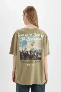 DeFacto Francisco José de Goya y Lucientes Oversize Fit Crew Neck Printed Short Sleeve T-Shirt - Image 2