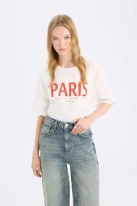 DeFacto Oversize Wide Fit Crew Neck Printed Short Sleeve T-Shirt - Image 5