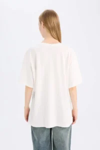 DeFacto Oversize Wide Fit Crew Neck Printed Short Sleeve T-Shirt - Image 6