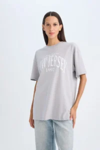 DeFacto Oversize Wide Fit Crew Neck Printed Short Sleeve T-Shirt D5278ax24au - Image 3