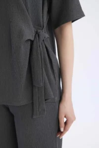 DeFacto Relax Fit Crew Neck Basic Plain Wrapped Short Sleeve T-Shirt - Image 5