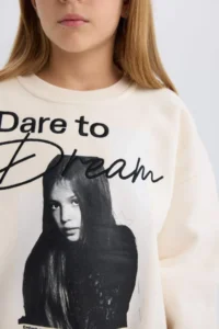 DeFacto Oversize Wide Fit Crew Neck Printed Sweatshirt Girl - Image 5