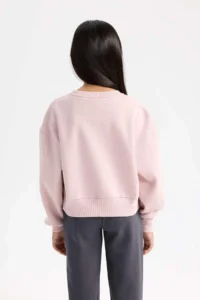 DeFacto Relax Fit Crew Neck Printed Sweatshirt Girl - Image 6