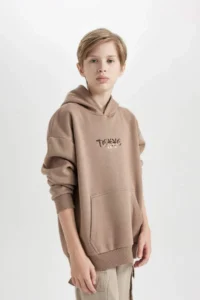 DeFacto Oversize Wide Fit Back Printed Hooded Sweatshirt Boy