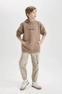 DeFacto Oversize Wide Fit Back Printed Hooded Sweatshirt Boy - Image 2