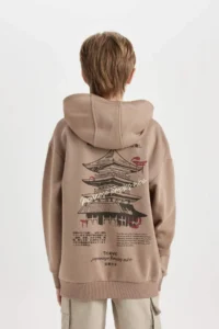 DeFacto Oversize Wide Fit Back Printed Hooded Sweatshirt Boy - Image 6