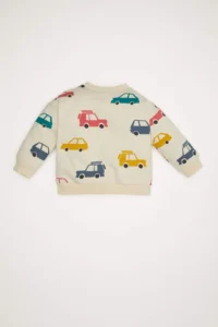 DeFacto Baby Boy Crew Neck Vehicle Printed Soft Fuzzy Sweatshirt - Image 4