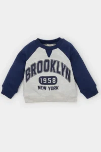 DeFacto Baby Boy Crew Neck Printed Soft Lined Sweatshirt
