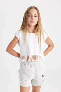 DeFacto Girls' Crop Short Sleeve T-Shirt