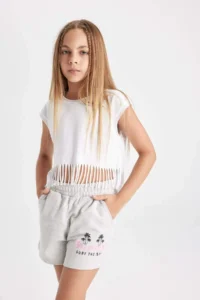 DeFacto Girls' Crop Short Sleeve T-Shirt - Image 3