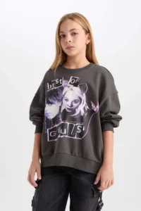 DeFacto Wednesday Oversize Wide Fit Crew Neck Sweatshirt Girl