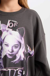 DeFacto Wednesday Oversize Wide Fit Crew Neck Sweatshirt Girl - Image 5
