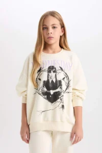 DeFacto Wednesday Oversize Wide Fit Crew Neck Sweatshirt Girl - Image 3