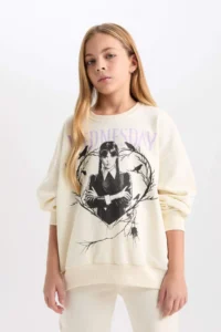 DeFacto Wednesday Oversize Wide Fit Crew Neck Sweatshirt Girl - Image 4