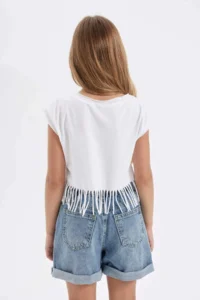 DeFacto Crew Neck Crop Short Sleeve T-Shirt Girl - Image 6