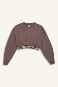 DeFacto Crop Crew Neck Printed Soft Fuzzy Sweatshirt Girl - Image 7