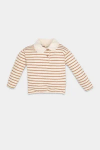 DeFacto Baby Girl Striped Baby Sweatshirt with Soft Fur Inside the Collar