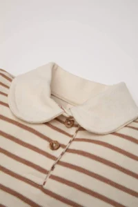 DeFacto Baby Girl Striped Baby Sweatshirt with Soft Fur Inside the Collar - Image 2