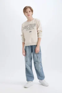 DeFacto Boy's Crew Neck Printed Sweatshirt - Image 2