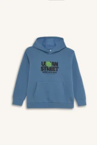 DeFacto Hooded Printed Pocket Soft Fuzzy Sweatshirt Boy - Image 7