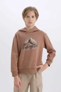 DeFacto Hooded Printed Sweatshirt Boy