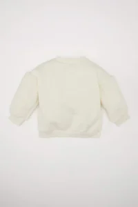 DeFacto Crew Neck New Year Themed Sweatshirt with Soft Fur Inside Baby Girl - Image 4