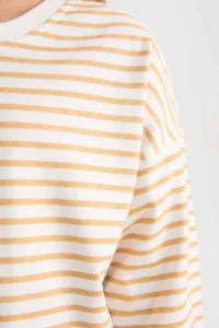 DeFacto Relax Fit Crew Neck Striped Sweatshirt Girl - Image 5