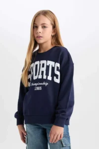 DeFacto Girl's Relax Fit Crew Neck Printed Sweatshirt - Image 3