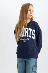 DeFacto Girl's Relax Fit Crew Neck Printed Sweatshirt - Image 4