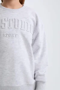 DeFacto Gray Crew Neck Printed Sweatshirt Girl - Image 5
