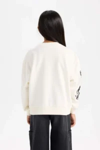 DeFacto Oversize Wide Fit Crew Neck Printed Sweatshirt Girl - Image 6
