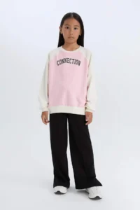 DeFacto Girl's Relax Fit Crew Neck Printed Sweatshirt - Image 2