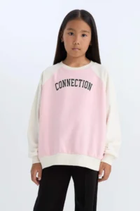 DeFacto Girl's Relax Fit Crew Neck Printed Sweatshirt - Image 3