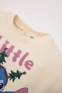 DeFacto Disney Lilo & Stitch Crew Neck Soft Fuzzy Sweatshirt Baby Girl - Image 2