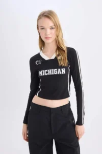 DeFacto Fitted Printed Long Sleeve T-Shirt