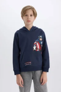 DeFacto Marvel Hooded Kangaroo Pocket Sweatshirt Boy