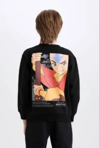 DeFacto Avatar the Last Airbender Crew Neck Soft Furry Back Printed Sweatshirt Boy D6742A