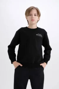 DeFacto Avatar the Last Airbender Crew Neck Soft Furry Back Printed Sweatshirt Boy D6742A - Image 5