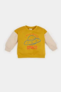DeFacto Crew Neck Soft Fuzzy Printed Sweatshirt Baby Boy