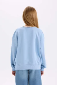 DeFacto Relax Fit V-Neck Printed Sweatshirt Girl - Image 6