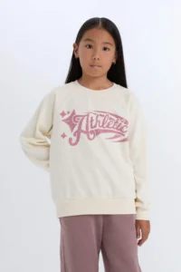 DeFacto Relax Fit Crew Neck Printed Sweatshirt Girl - Image 3