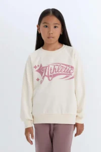 DeFacto Relax Fit Crew Neck Printed Sweatshirt Girl - Image 4