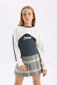 DeFacto Crew Neck Printed Sweatshirt Girl
