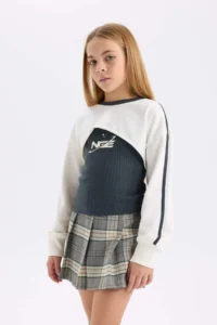 DeFacto Crew Neck Printed Sweatshirt Girl - Image 4