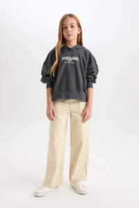 DeFacto Oversize Hooded Printed Sweatshirt Girl - Image 2