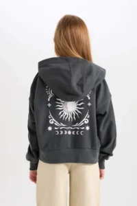 DeFacto Oversize Hooded Printed Sweatshirt Girl - Image 6
