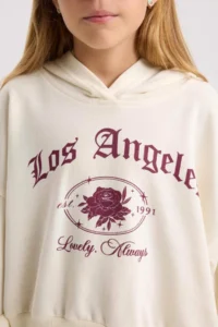 DeFacto Ecru Oversize Wide Fit Hooded Printed Sweatshirt Girl - Image 5