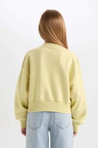 DeFacto Cropped Fit V-Neck Basic Plain Sweatshirt Girl - Image 6