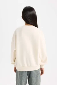 DeFacto Relax Fit Crew Neck Printed Sweatshirt Girl - Image 6