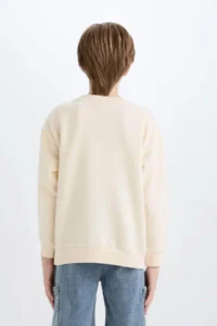 DeFacto Oversize Wide Fit Crew Neck Printed Sand Boy's Sweatshirt D7114A8/BG759 - Image 6